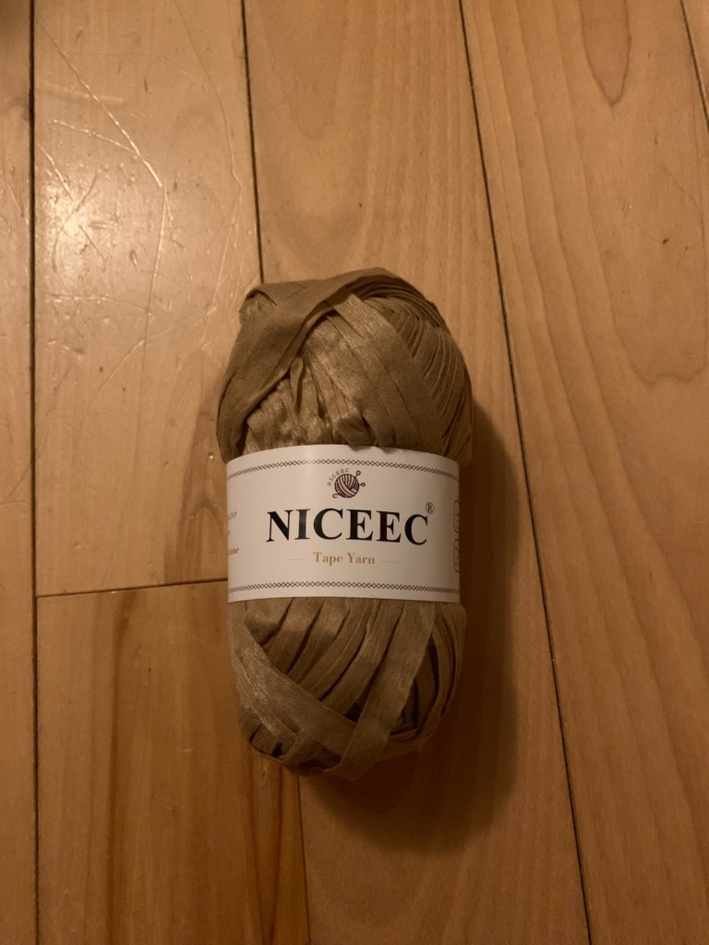 NWT NICEEC Tan Beige Tape Yarn Skein